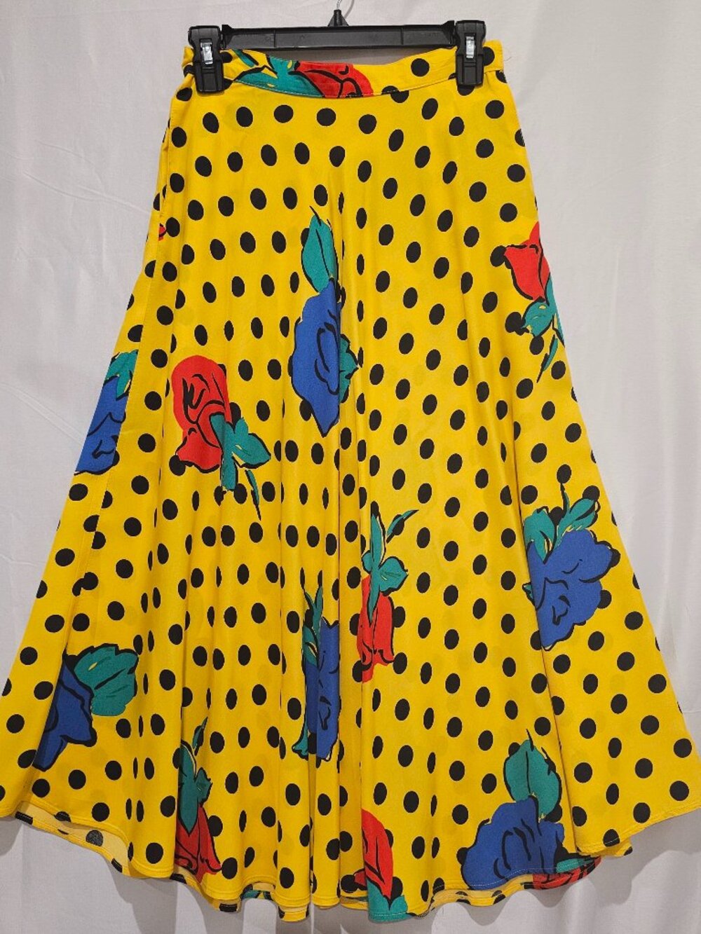 VTG Jimmy Garcia New York Vibrant Pop Art Polka Dot Flare Skirt Size 6